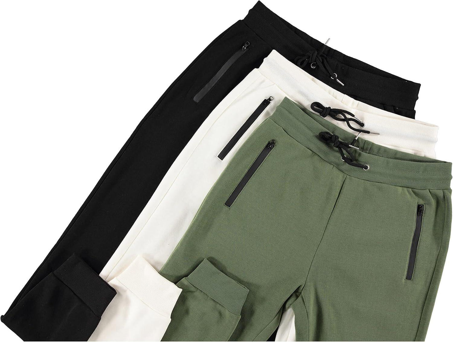 Men's 3 Pack Fleece Active Athletic Jogger Sweatpants with Drawstring