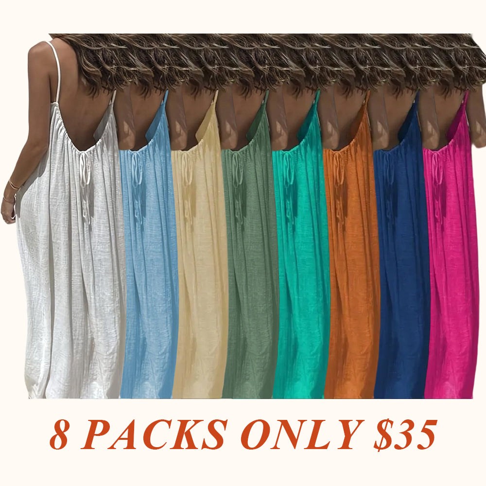 Women's Solid Color Cami Lounge Dress, Elegant Sleeveless Long Dress for Summer, Ladies Sleepwear for Indoor Wear