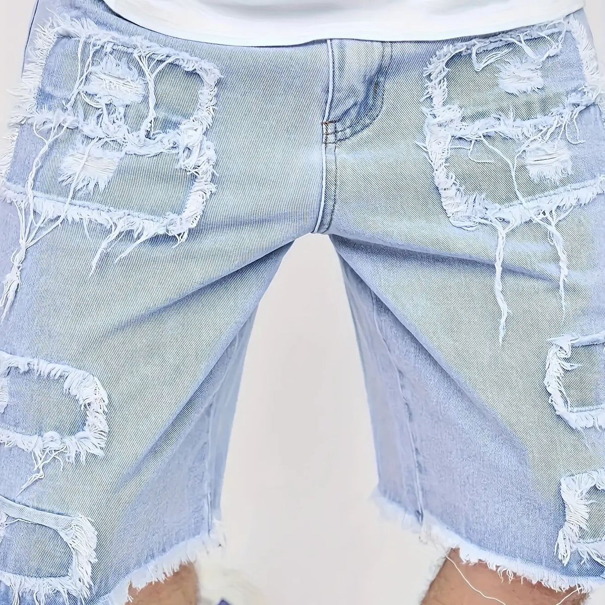 Raw Hem Denim Shorts with Rips – Edgy Urban Casual Warm-Weather Essential