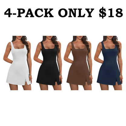 Athletic Dress for Women Mini U Neck Sleeveless