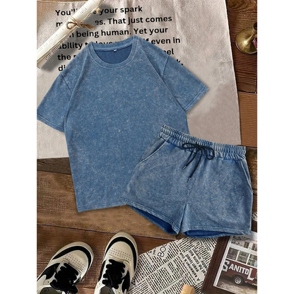 Two-piece Set Women's Solid Color Denim