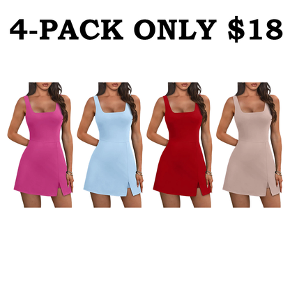 Athletic Dress for Women Mini U Neck Sleeveless