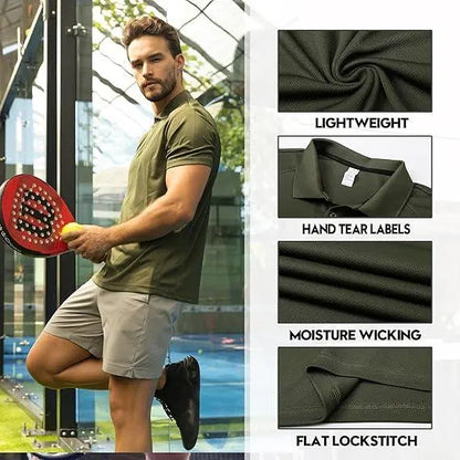 Men's Quick Dry Polo Shirts –  Moisture Wicking Workout Tops