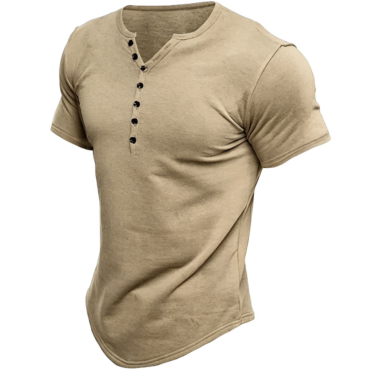 Men's Henley Solid Color Casual Short Sleeve T-shirt Casual Vintage