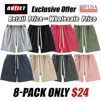 Unisex athletic shorts, pure cotton athletic shorts, vintage acid washed finish