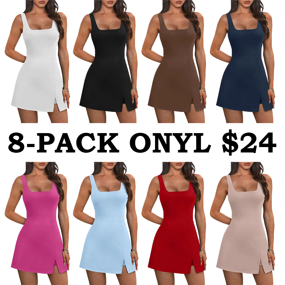 Athletic Dress for Women Mini U Neck Sleeveless