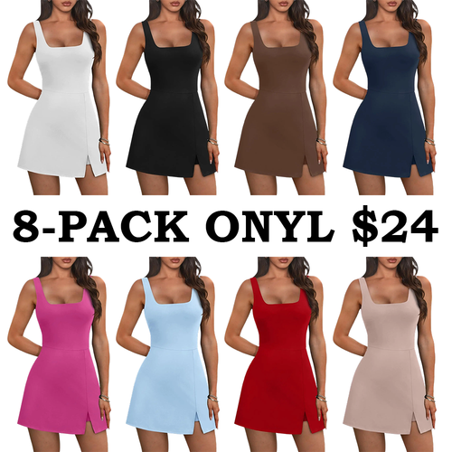 Athletic Dress for Women Mini U Neck Sleeveless