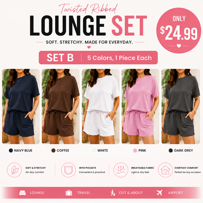 Twisted Ribbed Lounge Set – Soft Stretch Two Piece Outfit for Women