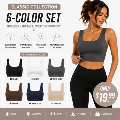 Buttery Soft Square Neck Sports Bra with Removable Pads