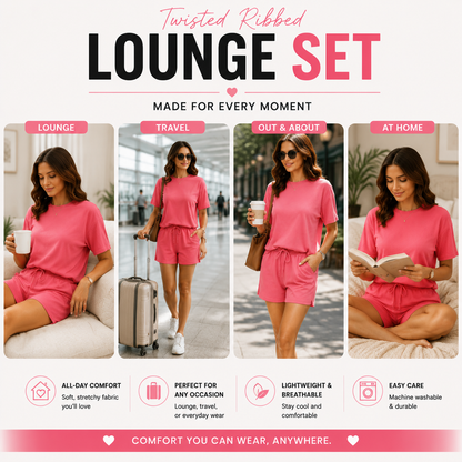 Twisted Ribbed Lounge Set – Soft Stretch Two Piece Outfit for Women