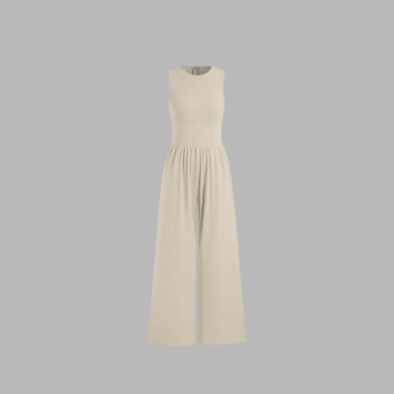 Soft & Stretchy Sleeveless Wide Leg Jumpsuit with Pockets