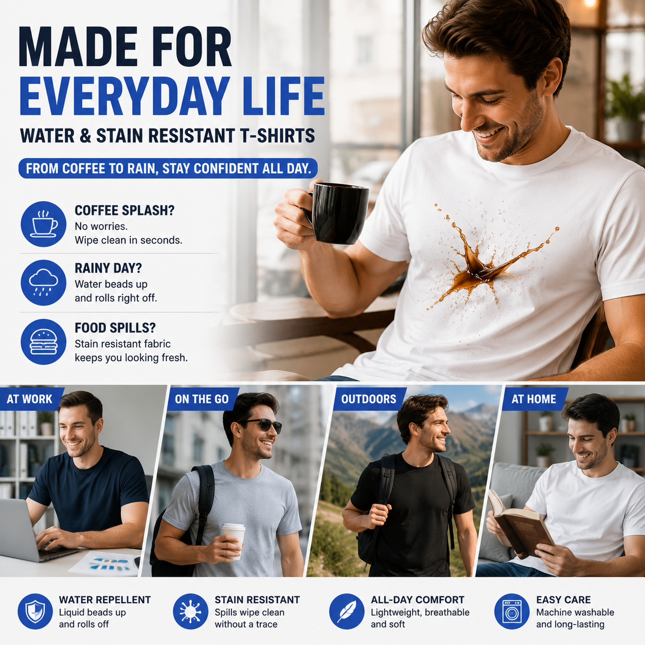 Water Repellent and Stain Resistant T-Shirt