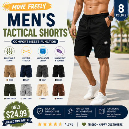 Men's Pockets Drawstring Cargo Shorts