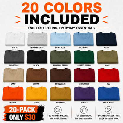 ⭐ Heavyweight Cotton Work T-Shirts 20-Pack Value Bundle
