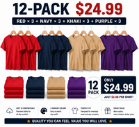 Red*3+Navy*3+Khaki*3+Purple*3
