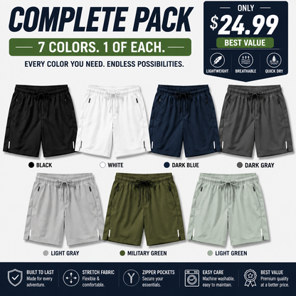 Men's Quick Dry Shorts with Zipper Pockets – Lightweight Summer Athletic Shorts