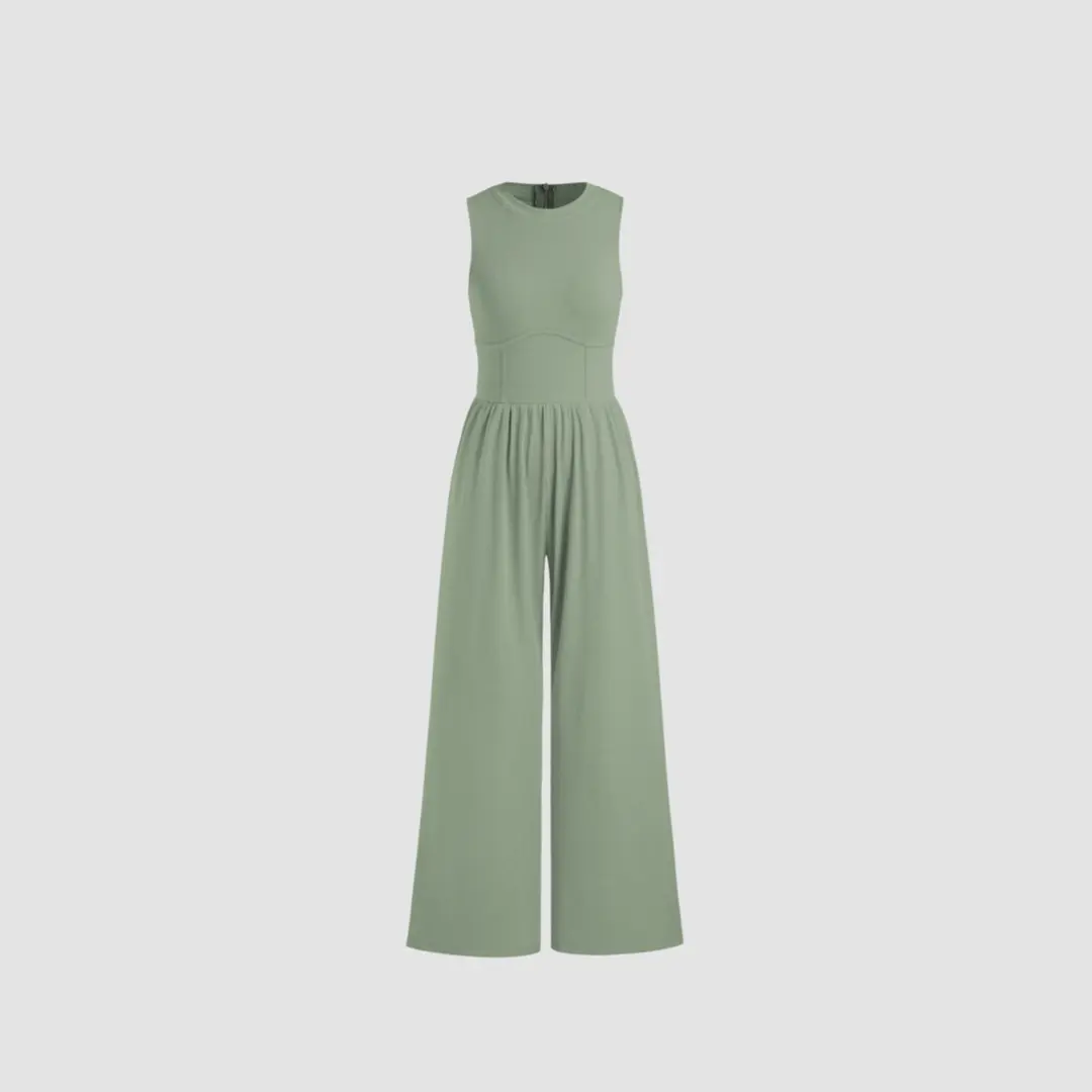 Soft & Stretchy Sleeveless Wide Leg Jumpsuit with Pockets