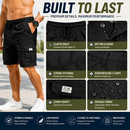 Men's Pockets Drawstring Cargo Shorts