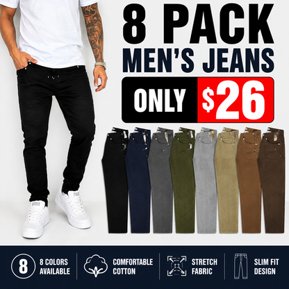 8-Pack Men's Slim Fit Stretch Jeans