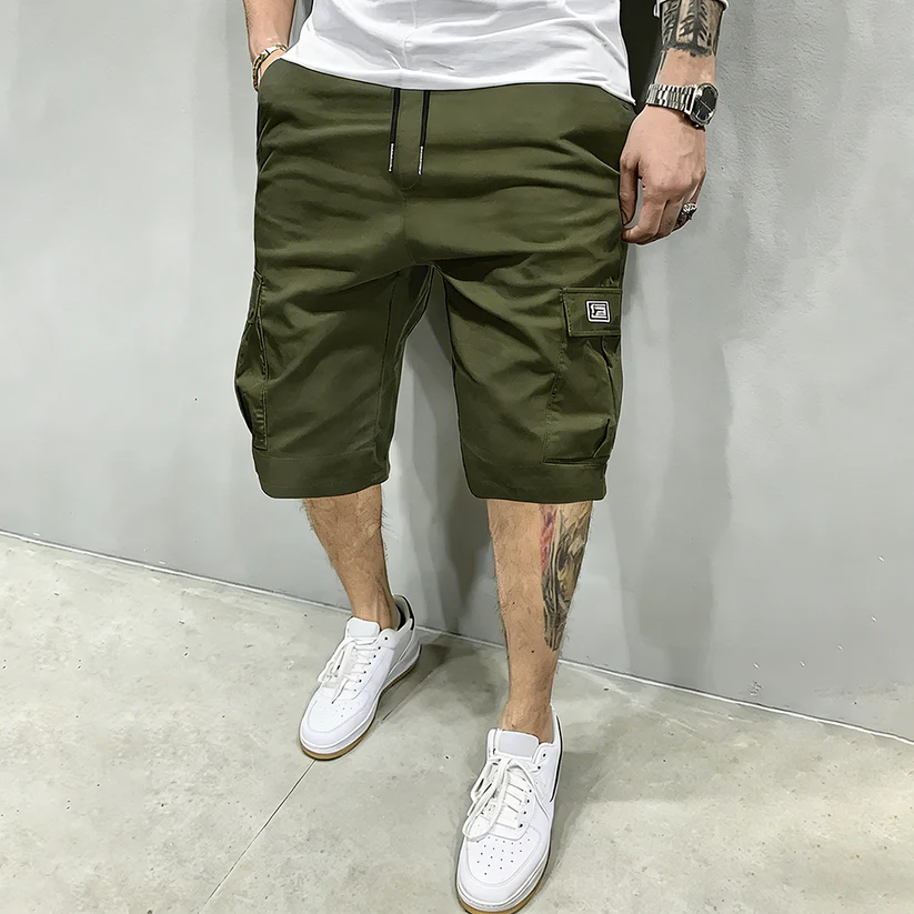 Men's Pockets Drawstring Cargo Shorts