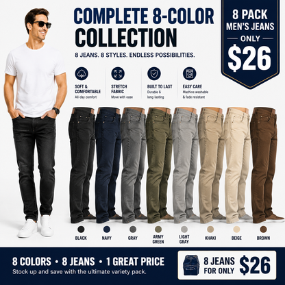 8-Pack Men's Slim Fit Stretch Jeans