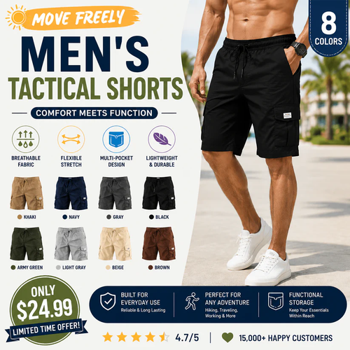 Men's Pockets Drawstring Cargo Shorts
