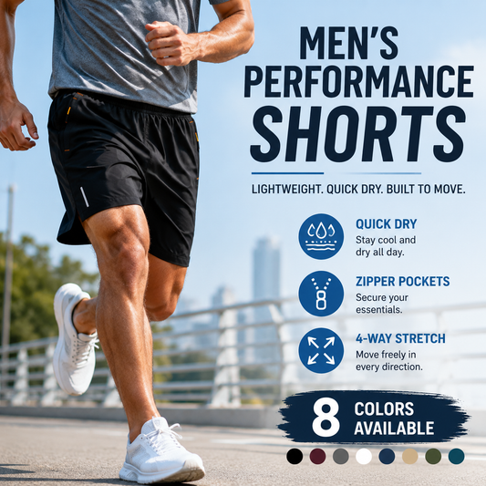 Men's Quick Dry Athletic Shorts with Zipper Pockets
