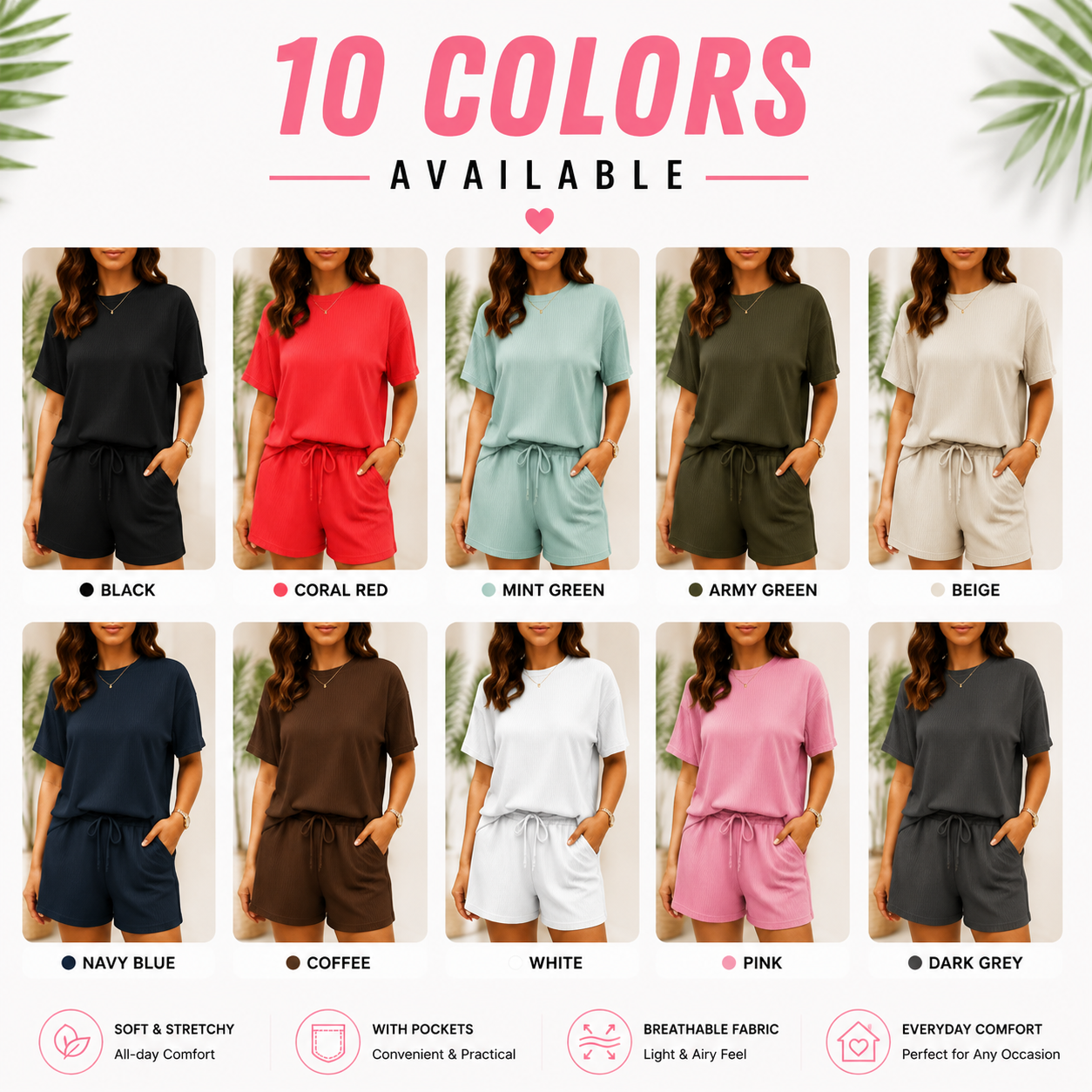 Twisted Ribbed Lounge Set – Soft Stretch Two Piece Outfit for Women