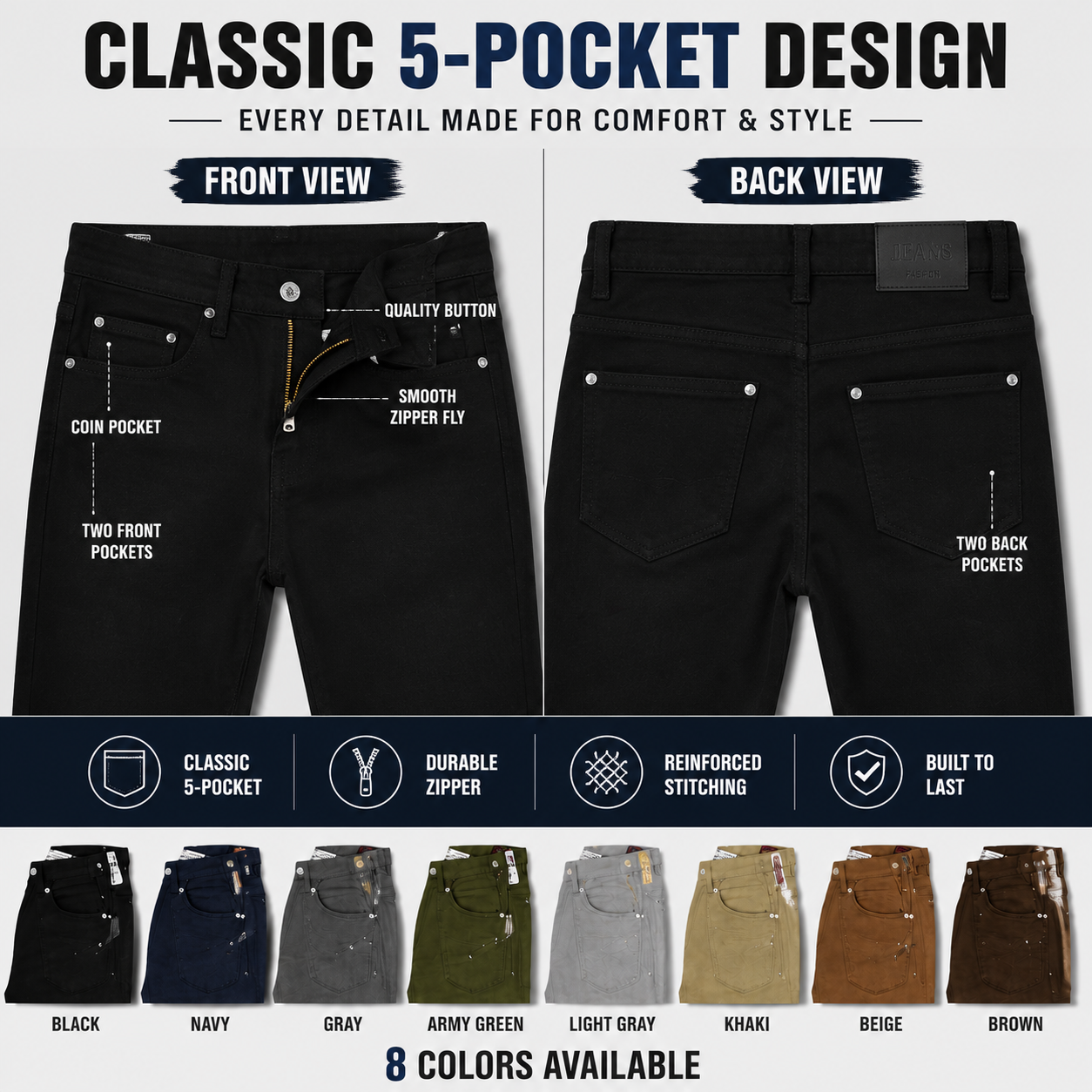 8-Pack Men's Slim Fit Stretch Jeans