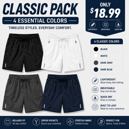 Men's Quick Dry Shorts with Zipper Pockets – Lightweight Summer Athletic Shorts