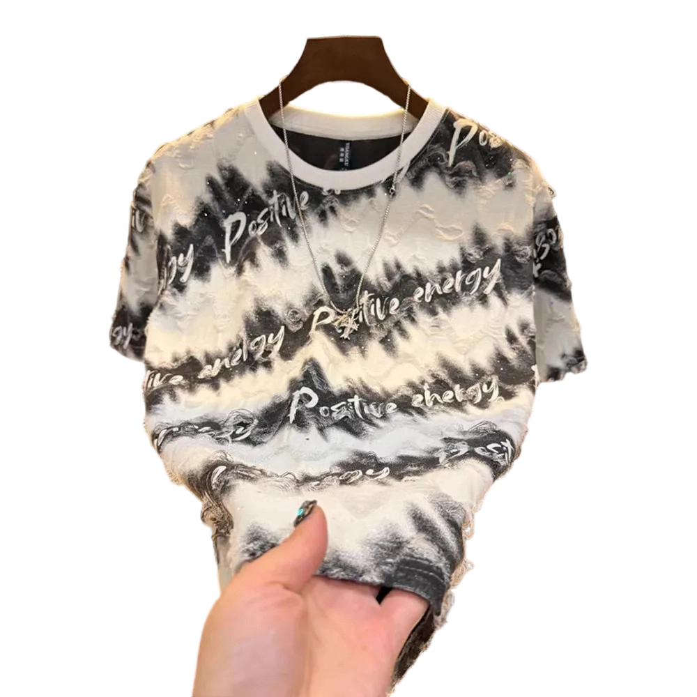 2026 Summer New Short-Sleeve Starry Sky Hollow-Out Design Fashion T-Shirt