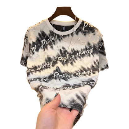 2026 Summer New Short-Sleeve Starry Sky Hollow-Out Design Fashion T-Shirt