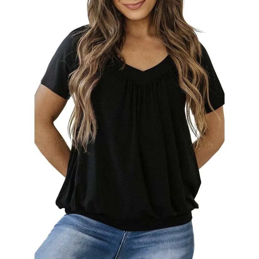 ✨Women's Casual Short Sleeve V Neck Basic T-shirts