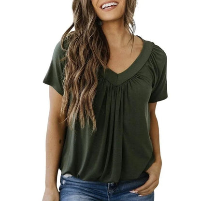 ✨Women's Casual Short Sleeve V Neck Basic T-shirts