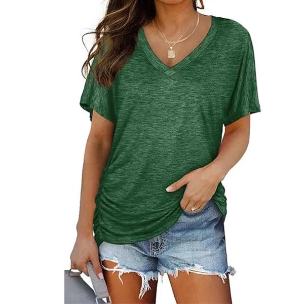 💖Womens Short Sleeve V Neck Dolman Tops