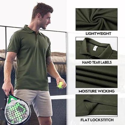 Men's Quick Dry Polo Shirts –  Moisture Wicking Workout Tops