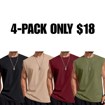 Men's Solid Color Round Neck Tank Top, Loose Casual Comfy Classic Crew Neck Sleeveless Top
