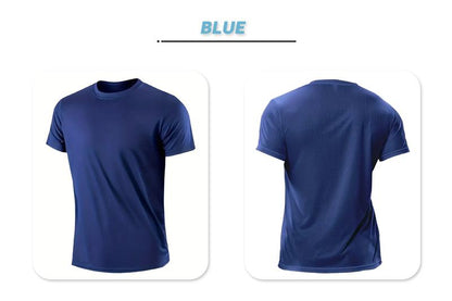 Five/Ten Pack Men's Highly Elastic Moisture-Wicking T-shirt Soft, Quick-Drying, Breathable Sports Solid Color Short-Sleeved Round Neck Running Fitness Lightweight Top, Four Seasons gym wear cycling