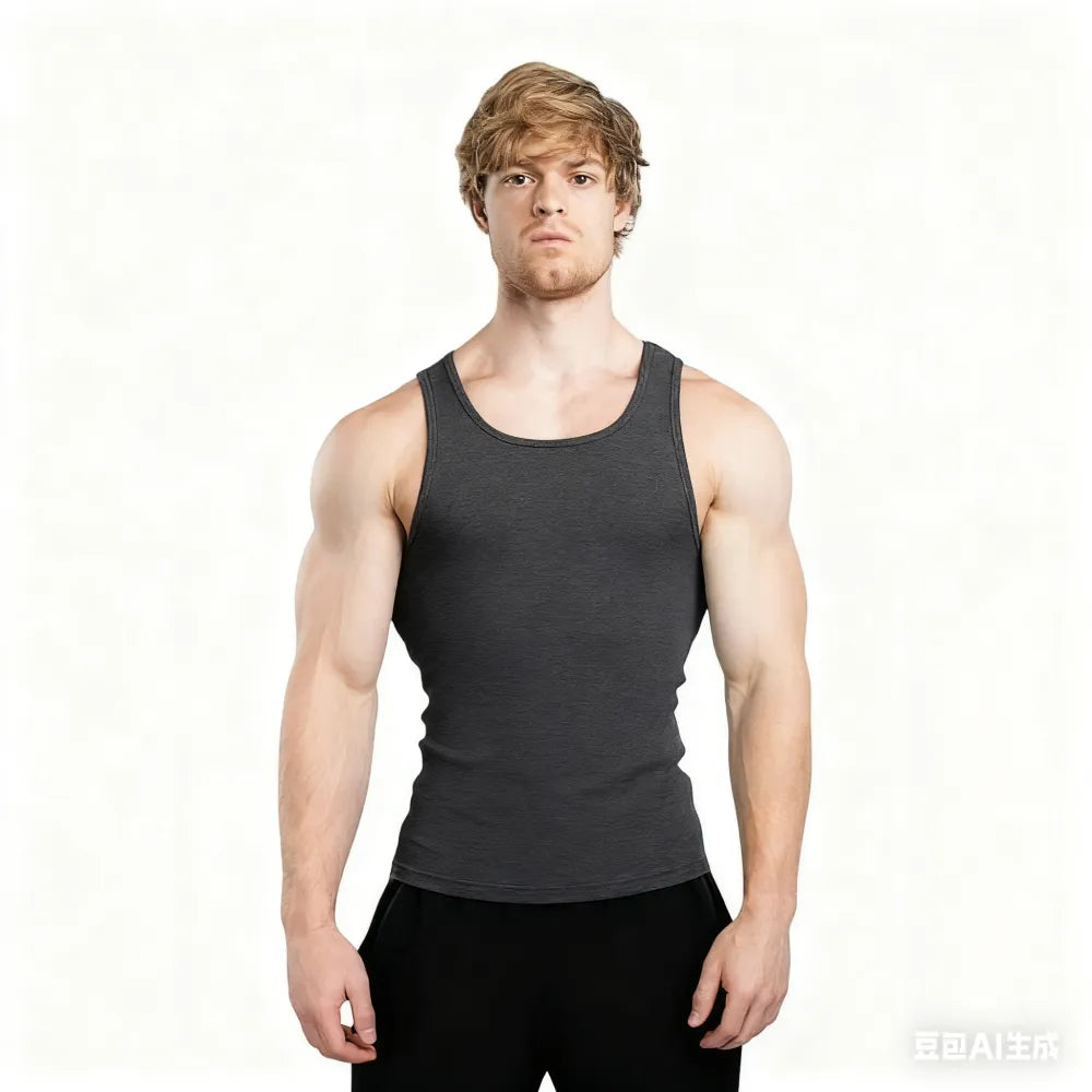 Men's Tank Top Scoop Neck Knit Gym Workout Muscle Tank Undershirt Sleeveless Shirts