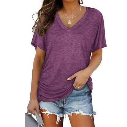 💖Womens Short Sleeve V Neck Dolman Tops