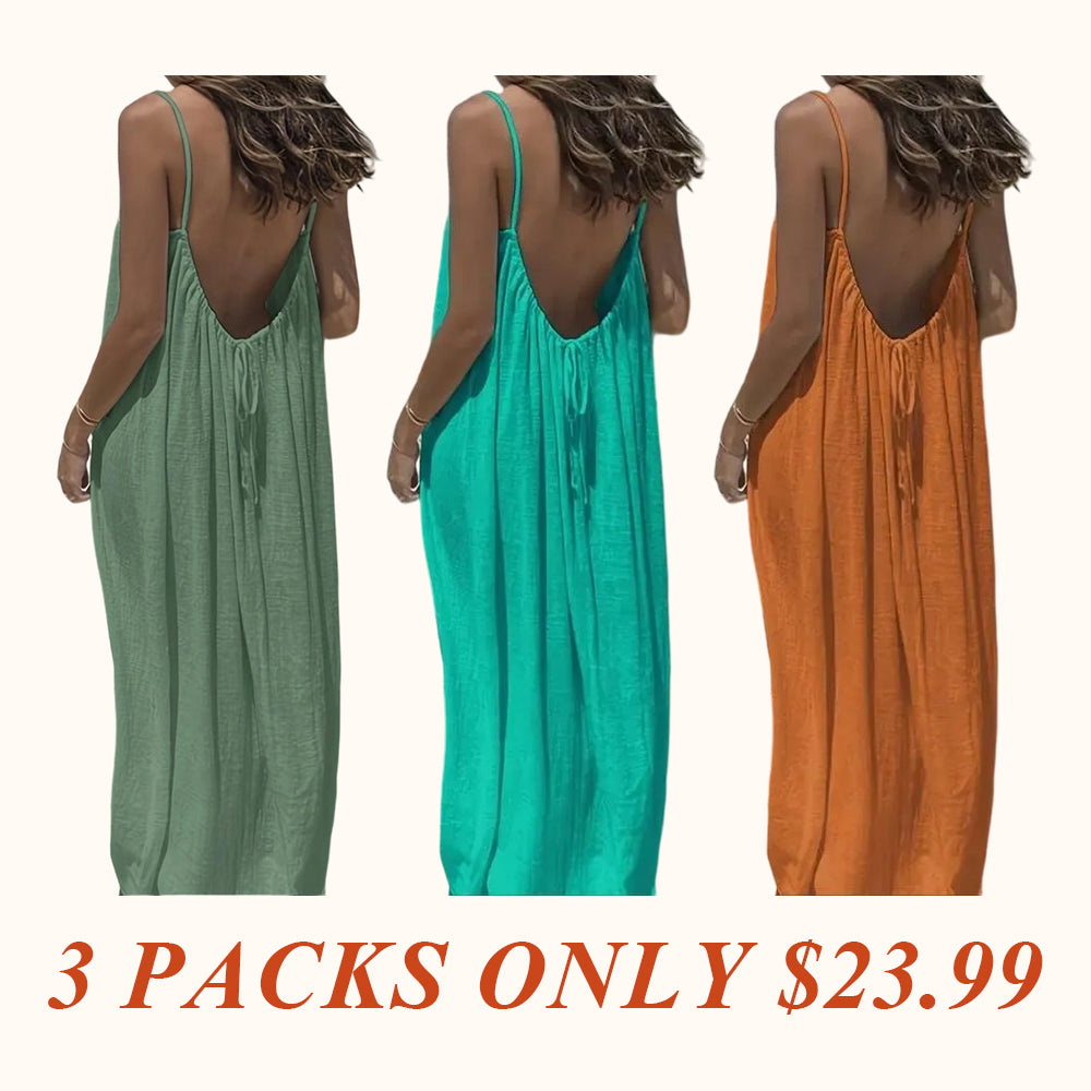 Women's Solid Color Cami Lounge Dress, Elegant Sleeveless Long Dress for Summer, Ladies Sleepwear for Indoor Wear
