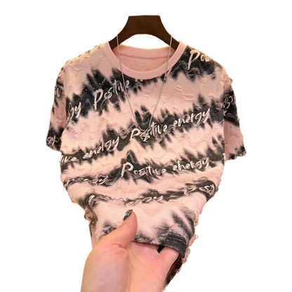 2026 Summer New Short-Sleeve Starry Sky Hollow-Out Design Fashion T-Shirt