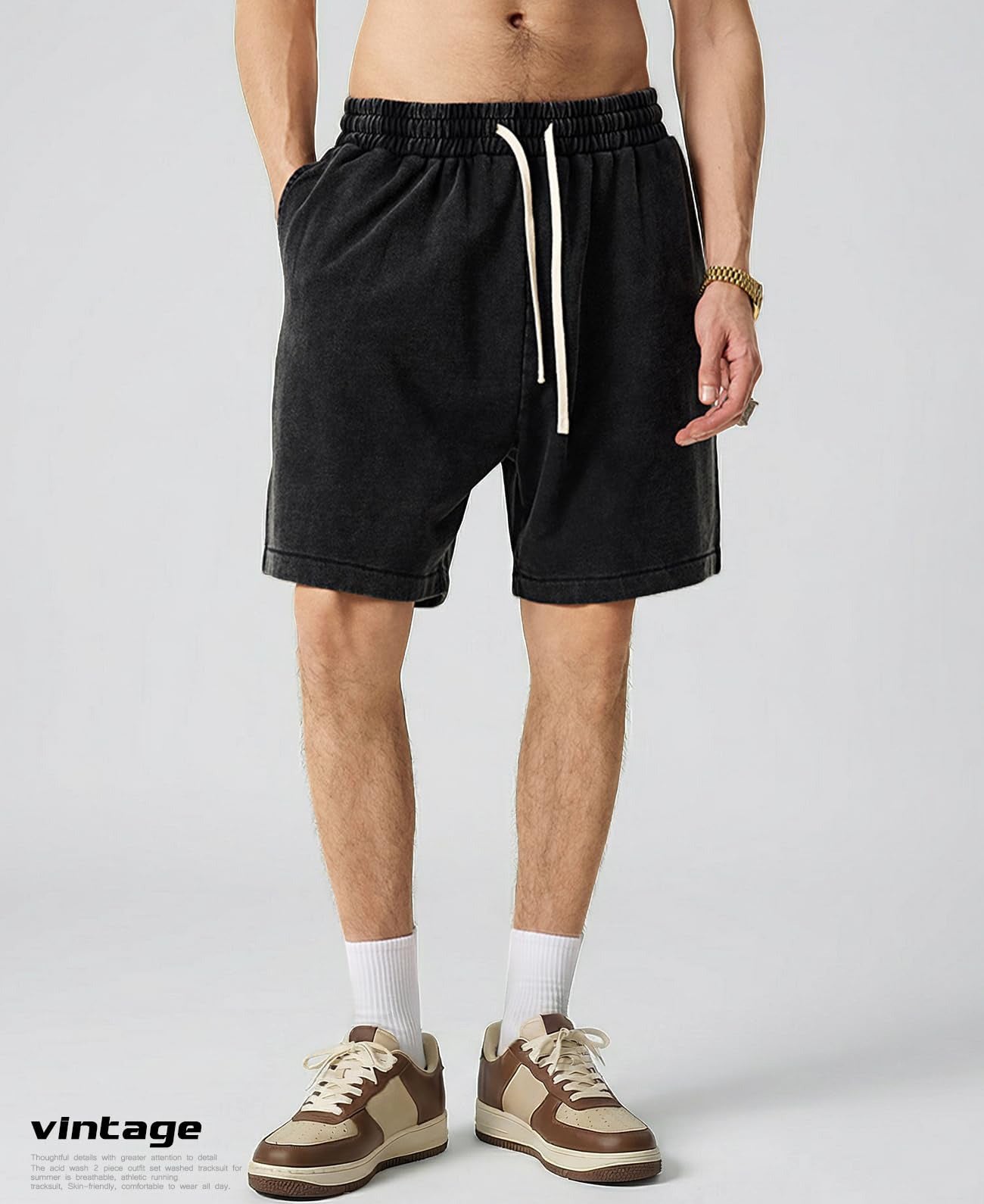 Unisex athletic shorts, pure cotton athletic shorts, vintage acid washed finish