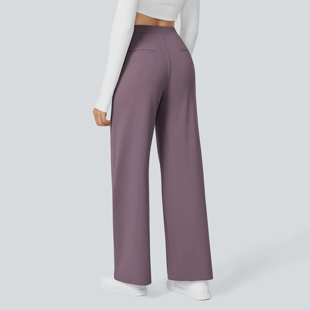 Flex High Waisted Pocket Straight Leg Work Pants