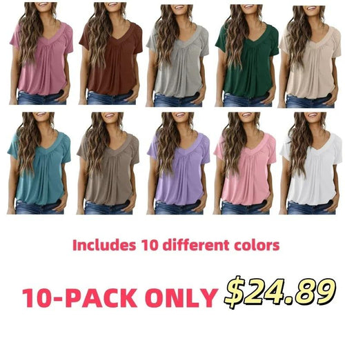 ✨Women's Casual Short Sleeve V Neck Basic T-shirts
