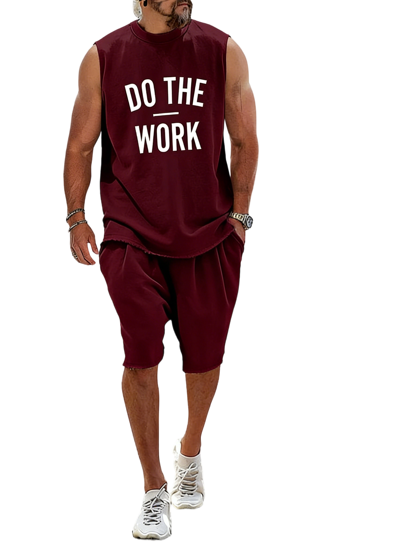 Casual Loose Fit Word Printed Sports Set