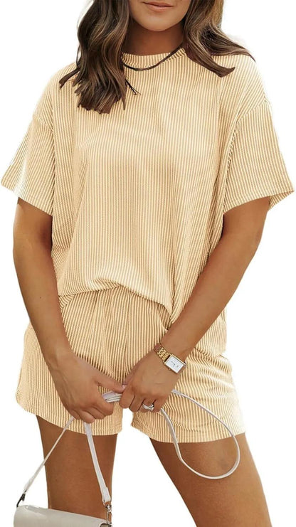 Summer Hot Sale💥Women's Solid Textured Pocket Shorts Set