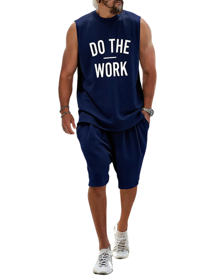 Casual Loose Fit Word Printed Sports Set