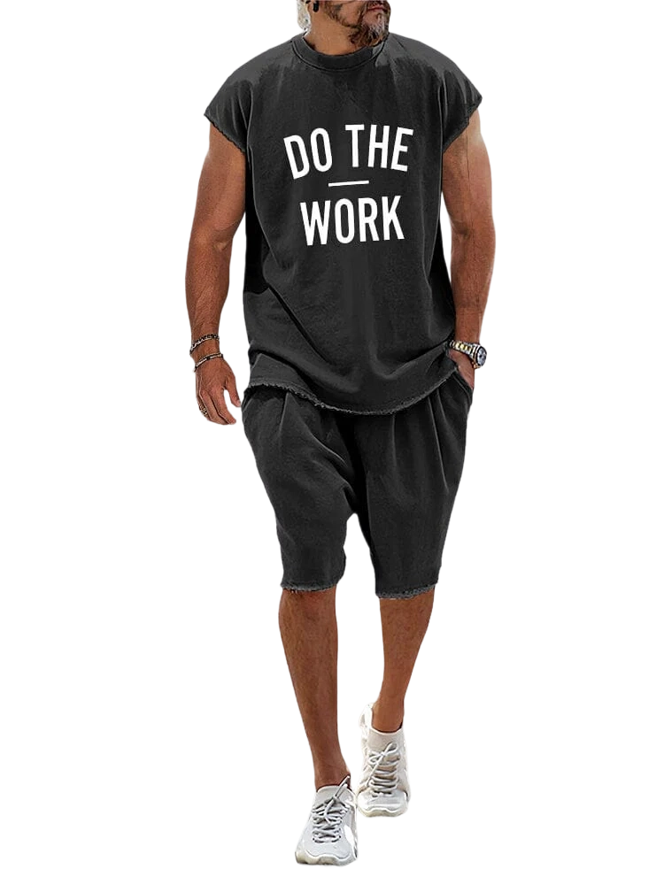 Casual Loose Fit Word Printed Sports Set