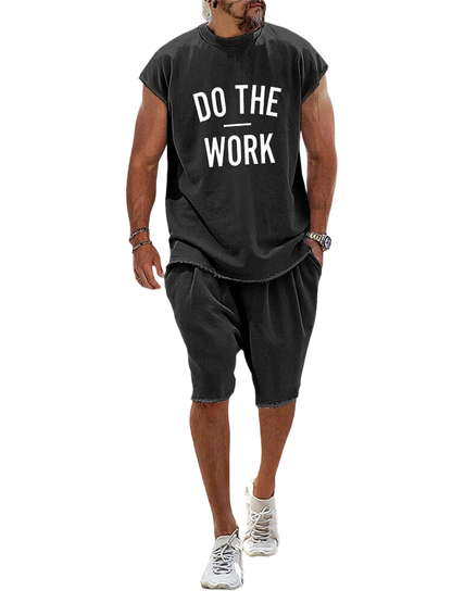 Casual Loose Fit Word Printed Sports Set